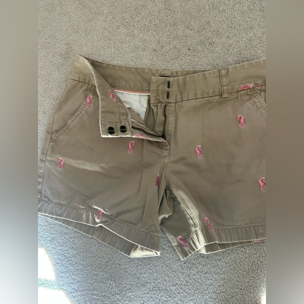 J.Crew seahorse embroidered khaki shorts
